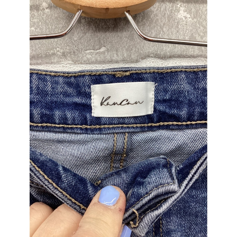 KanCan Wide Leg Cuffed Jeans Medium Wash Raw Hem KC78033D Womens 5/26 - Picture 3 of 5